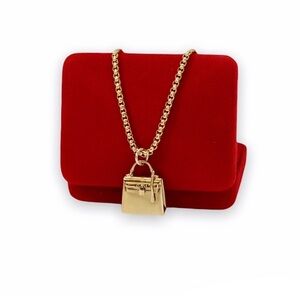 Kelly Bag Gold Charm Necklace on 16 in chain